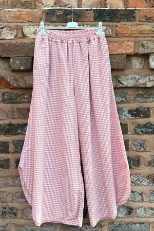Arbi Gingham Scoop Pant Indian Pink